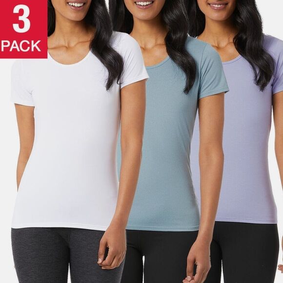 32 Degrees Tops - 32 DEGREES 3-Pack Women Short Sleeve Scoop Neck Tee Size L White Teal Lavender